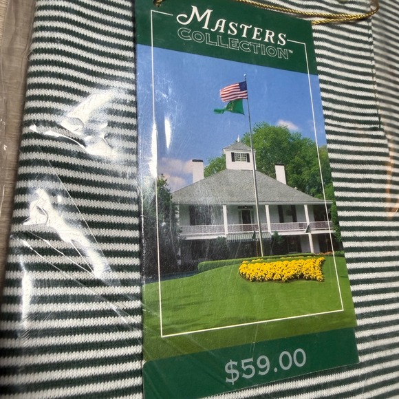 Masters Collection Polo 2003 Womens Large Green White Striped Golf NWT Vintage - Picture 2 of 7